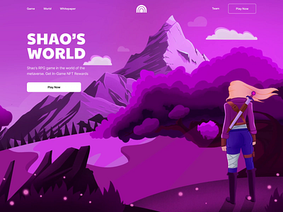 Shao Web Landing Page With Illustration 2d 2d illustration animation color crypto crypto app crypto design crypto game design game game web illustration karakaya landing page metaverse motion graphics nft product ui ux