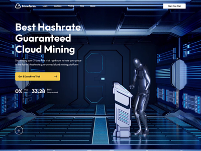 Minefarm Web Landing Page With 3D Model&Animation 3d 3d animation 3d model cloud crypto crypto app crypto design crypto landing page crypto web crypto web page design karakaya logo metaverse mining nft product robot ui ux