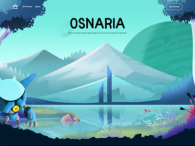 Osnaria Game Web Landing Page With Illustrations 2d animation crypto crypto design crypto web game game landing page game ui game web page game website illustration karakaya landing page metaverse metaverse game nft nft card product ui ux