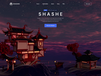 Shashe Web Landing Page With 3D Model&Animation 3d model 3d web 3d web animation 3d website china crypto design crypto web design game game landing game landing page game ui game website karakaya landing page metaverse nft product ui ux