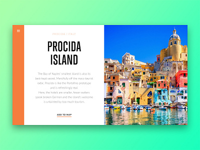 Traveler Web Page / Procida Island card design flat product site travel ui ux web webpage website