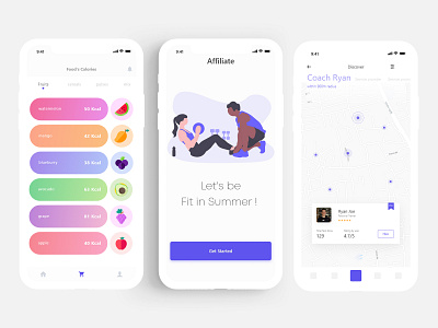 Fitness App 3d app application art card design fit fitness flat illustration mobile mobile app mobile app design mobile design product site sport ui ux