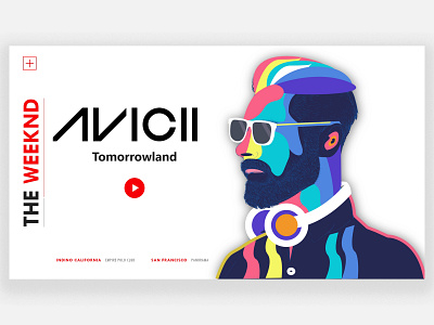 Avicii Tomorrowland application art branding card design djs flat icon illustration logo product site typography ui ux web webdesign website websitedesign