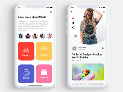 Social Blog blog card clean color colorful creative design mobile mobile app mobile app design mobiledesign product simple ui ux