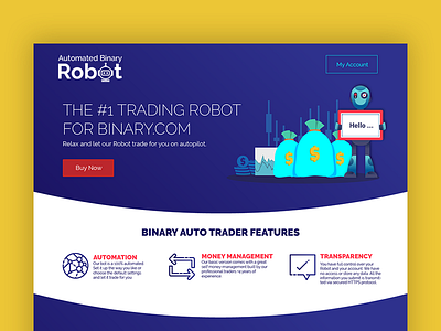 Automated Binary Robot design robot trading ui ux webdesign website