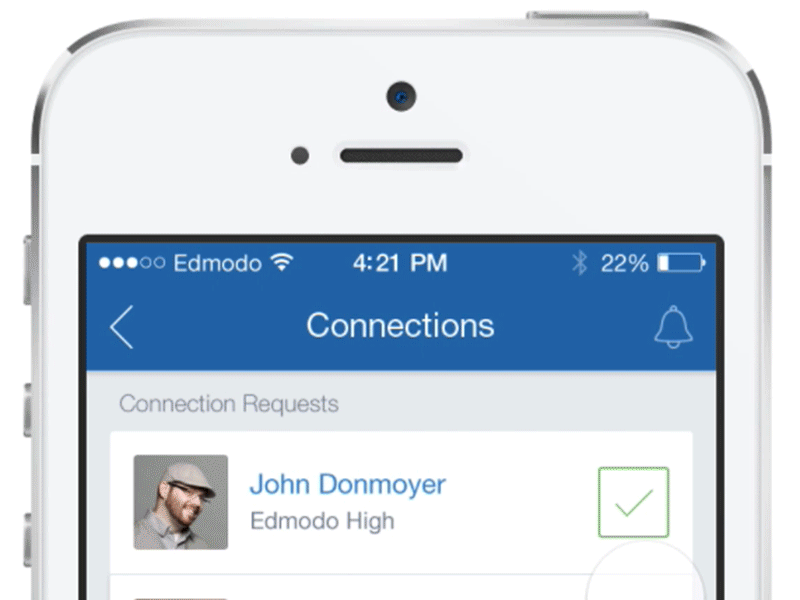 Connection Request Actions animation app gif interface iphone mobile request ui ux origami prototype interaction