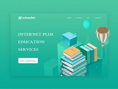 Online learning Website home page books design green home hydrogen balloon illustration learn product product design product page study ui web design website website design