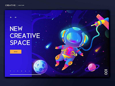 space illustration astronaut card illustration ui