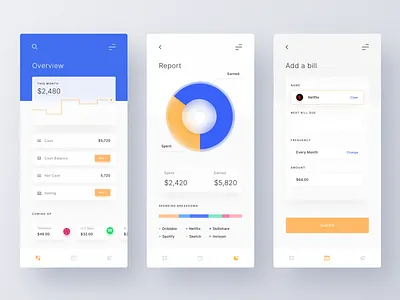 Budget and Expense Manager App app app design application bill chart clean design finance fintech fluent design form minimal mobile app money money app ui ui ux