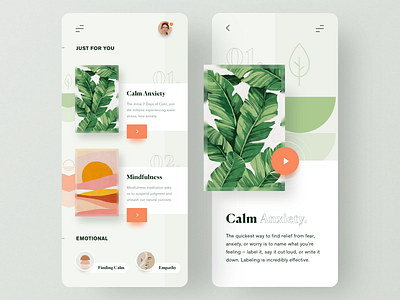 Meditation App app calm clean emotional healthcare healthy meditation minimal mobile app mobile apps ui ui ux