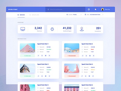 Devices Management Platform android card chart clean dashboard devices management networks search system ui ux design website