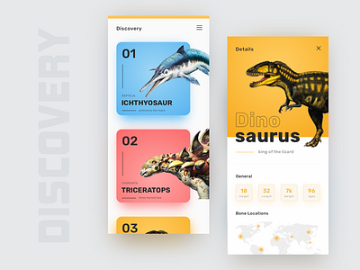 Discovery Dinosaurus App animals app clean dinosaur discover discovery education header minimal ui ui ux website