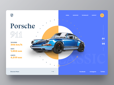 Porsche Car Website car card clean design header homepage retro store ui ui ux web webdesign website