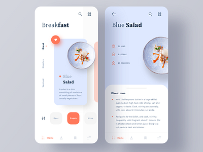 Cooking Recipe App blue chef clean cooking cooking app cuisine food food app foodie minimal mobile orange recipe restaurant ui ui ux