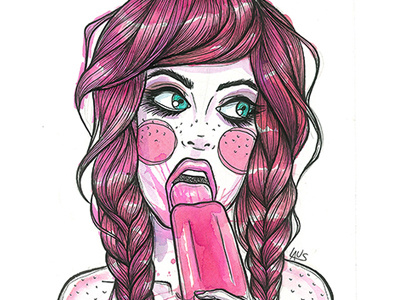 Cremosita icecream illustration popsicle redhead watercolor