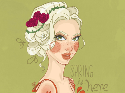 Spring digital fashion illustration girl illustration photoshop