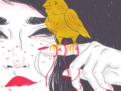 Mascota bird digital girl illustration procreate
