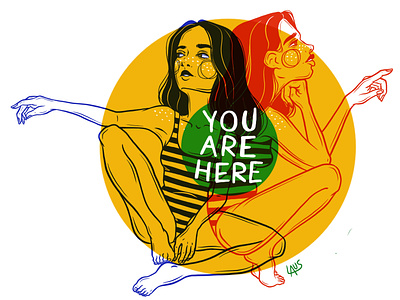 You Are Here digital girl illustration procreate