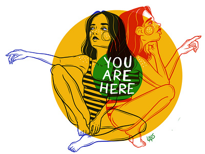 You Are Here digital girl illustration procreate