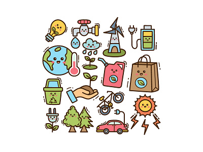 Ecology Doodle cartoon cute doodle ecology icon illustration vector