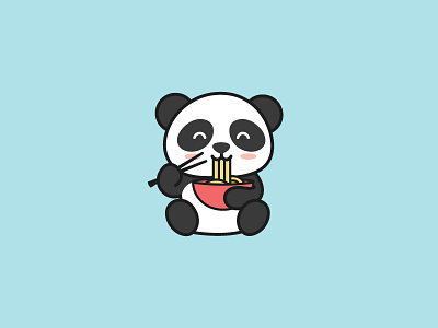 Panda eating noodles animal chibi cute eat food logo logodesign noodles panda vector vector illustration