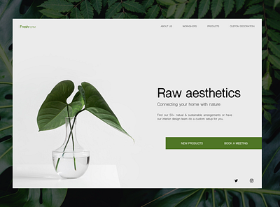 Plant decoration service landing page app branding design interface landing marketing minimal ui ux web