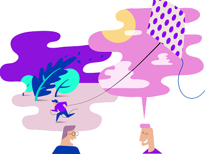 Illustration style illustration kite purple