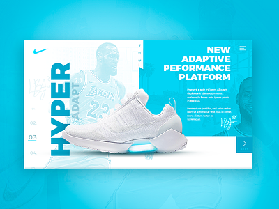 Nike HyperAdapt 2.0 Ft Lebron James basketball blue concept design hyper lebron lebronjames nike performance shoe shoes sports ui ux visual visual design webapp website