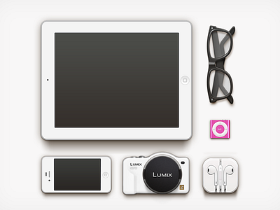 Designer Gadgets apple camera earphone glasses ipad iphone lumix shuffle white