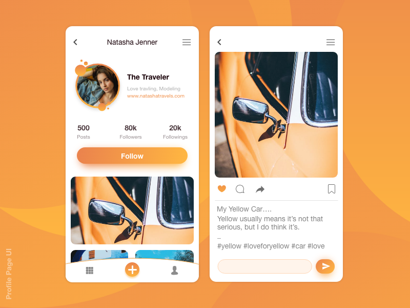 Profile Profile yellow shades of yellow orange ui orange identity design gestals law fittslaw userinterface user experience identity user interface user profile