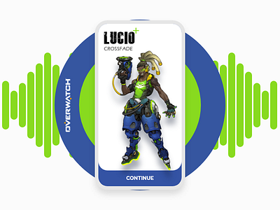 Overwatch : Lucio blue clean clean app game game art green minimal mobile game mobile ui motion select hero ui wave
