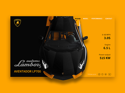 Lamborghini black car fast lamborghini love sports ui ux website website design websites webui webuiuxdesign yellow