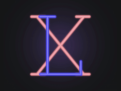 LX gif illustration light neon type