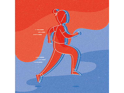 Running blue exercise illustration jogging red texture