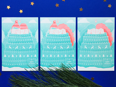 Riso postcards holidays illustration love postcards print riso texture