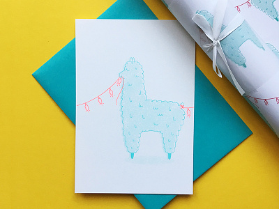 Alpaca alpaca illustration postcard riso texture wrapping paper