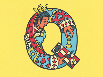 Queen (Q for 36 days of type) 36days 36daysoftype amadine app art chess letter lettering queen vector
