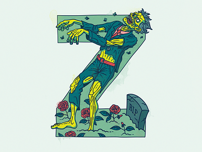 Zombie, letter Z for 36 days of type amadine app art design illustration vector walking dead zombie