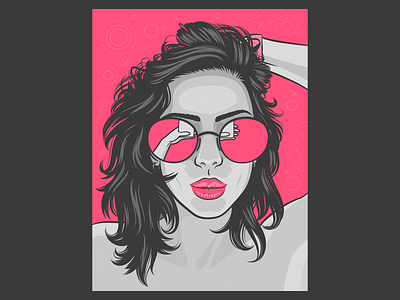 Selfie girl glasses hairs mobile portait selfie vector artwork