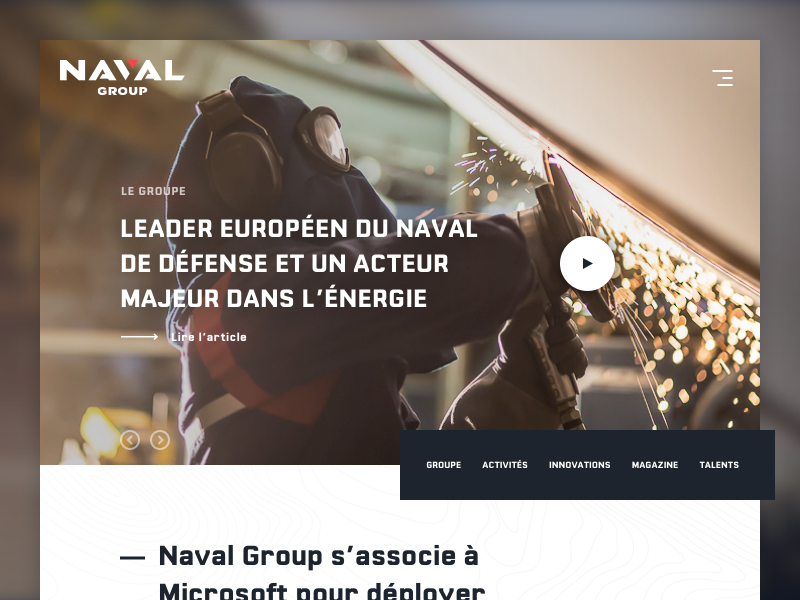 Naval Group - Home player video home webdesign naval group naval group