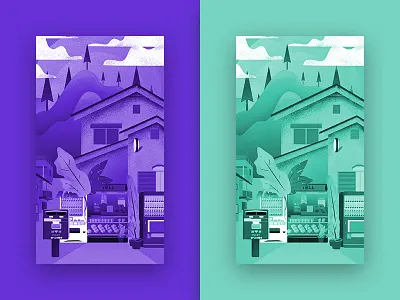 Rural town design illustration ui