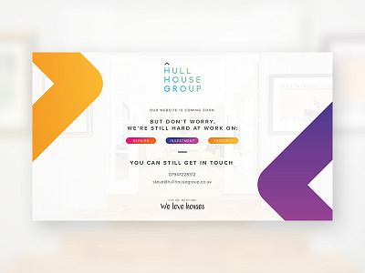 Hull House Group Holding Page branding holding page home houses interior website website design