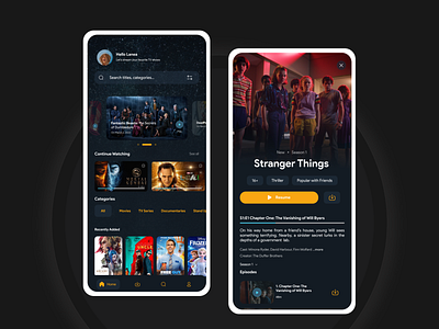 Movie Streaming App Concept mobile app mobile ui movie app movie streaming app uidesign