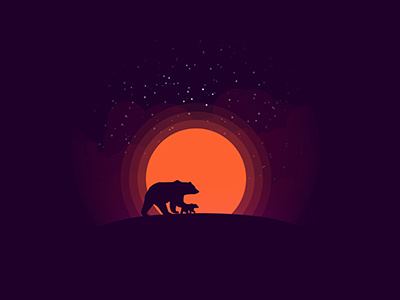 Sunsets And Bears bear cub purple sunset