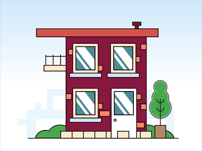 Building brick building door flat illustration simple
