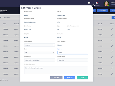 A Dashboard with a modal sample