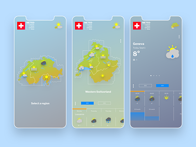 Swiss Weather App app design flat icon ui ux