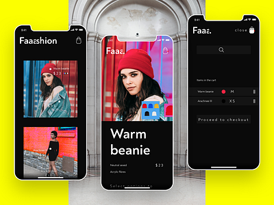 Faaashion —Dark Mobile app branding content first dark mode filter flat logo minimal mobile first trend typography ui ux web website