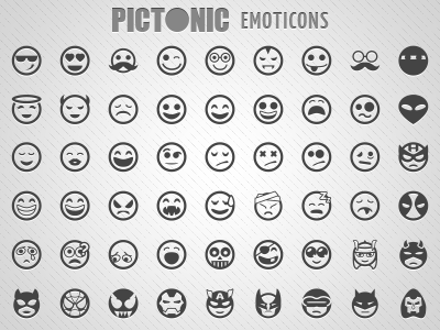 Pictonic - Font Icons: Emoticons dingbat emoticon flat font font icons fonts icon icon fonts icon set icons interface monochrome picto pictonic set smileys svg ui ux