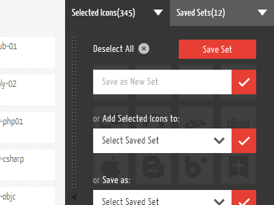 Pictonic - Font Icons: Fontbuilder Functions button collapse design expand interface pictonic tab ui ux